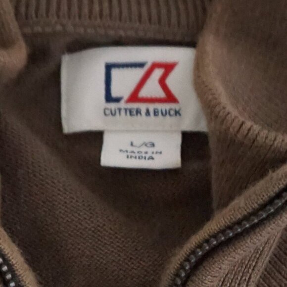 Cutter & Buck Brown Argyle Embroidered Us Open Trophy Quarter Zip Sweater Large - Picture 4 of 9
